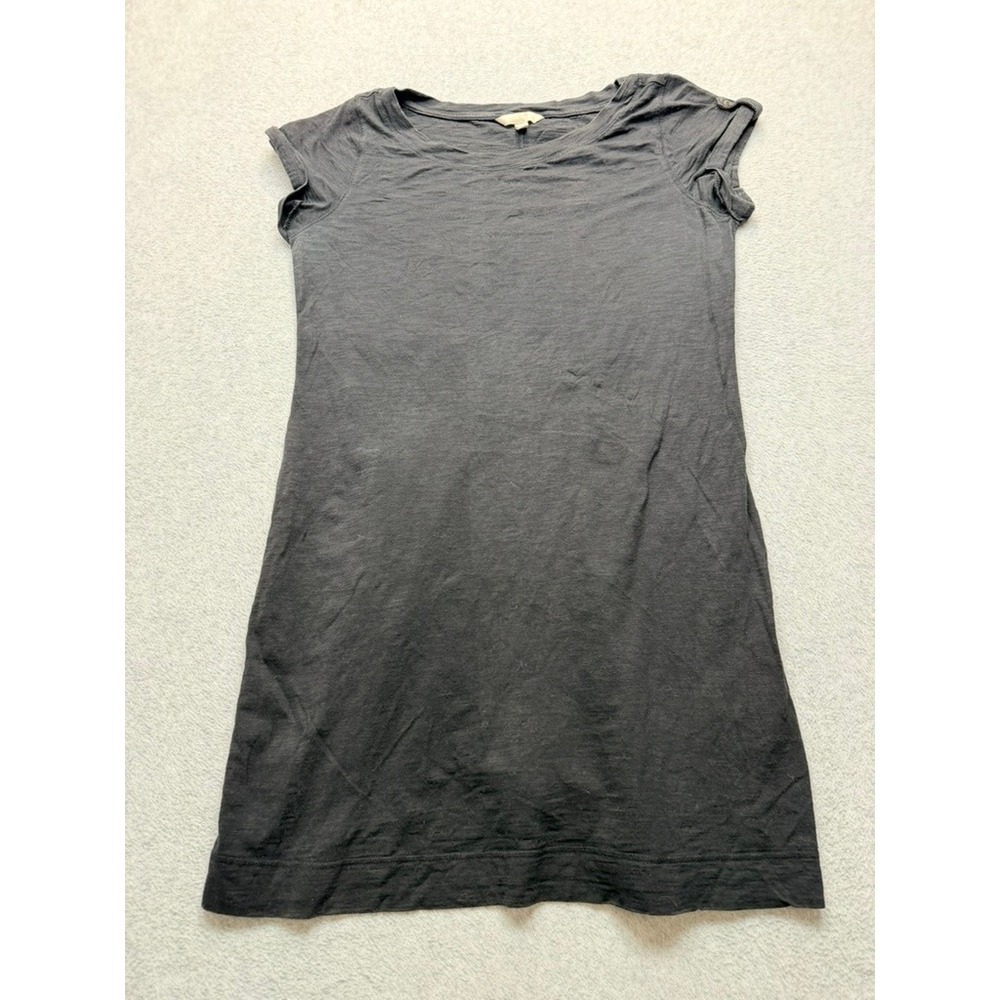 Banana Republic Womens Gray Cotton Slub Short Sleeve Shift Mini Dress Large